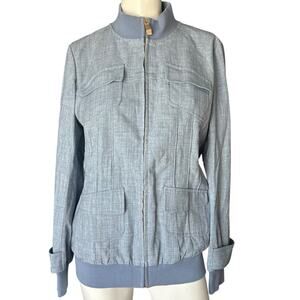 St. Sereno Denim Linen Bomber Jacket Size Small